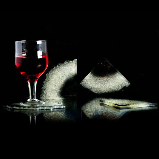 Glittery Beast - Handmade Resin Coasters Set Of 6 (Black/silver)