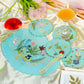 The Garden - Real Flowers Handmade Tray Set With 6 Coasters (Blue)