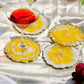 Yellow and White- Handmade Resin Coasters Set Of 6