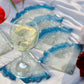 Glittery Beast - Handmade Resin Coasters Set Of 6 (Blue/Silver)