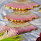Pearl Pink & Pearl white Handmade Tray With 6 Triangle Coasters