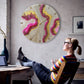 Pink Curves Marble Finish Silent Resin Clock