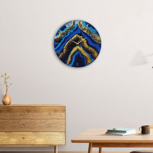 Blue Geode Clock Regular Size  17.5 Inches