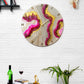 Pink Curves Marble Finish Silent Resin Clock