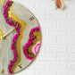 Pink Curves Marble Finish Silent Resin Clock