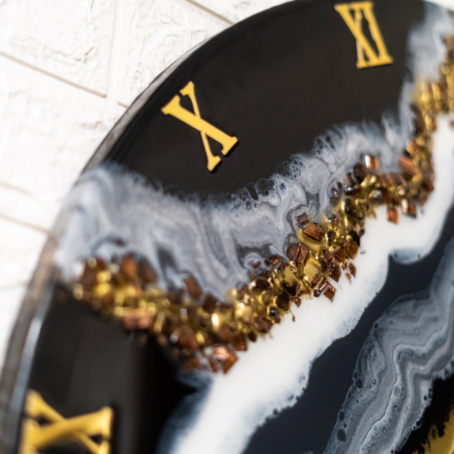 Black Geode Silent Resin Wall Clock