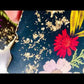 The Garden - Real Flowers Handmade Tray Set With 6 Coasters (Black)